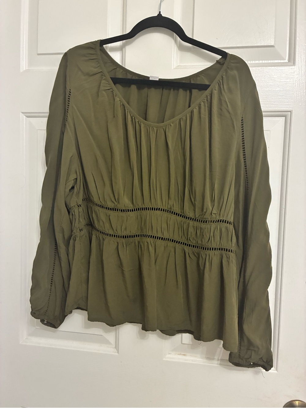 Old Navy Olive Green Peasant-Style Blouse